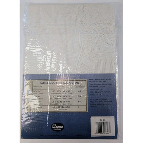 Crochet Lace Vinyl Tablecloth 60x104 Oblong White Wipe Clean New - Picture 2 of 5
